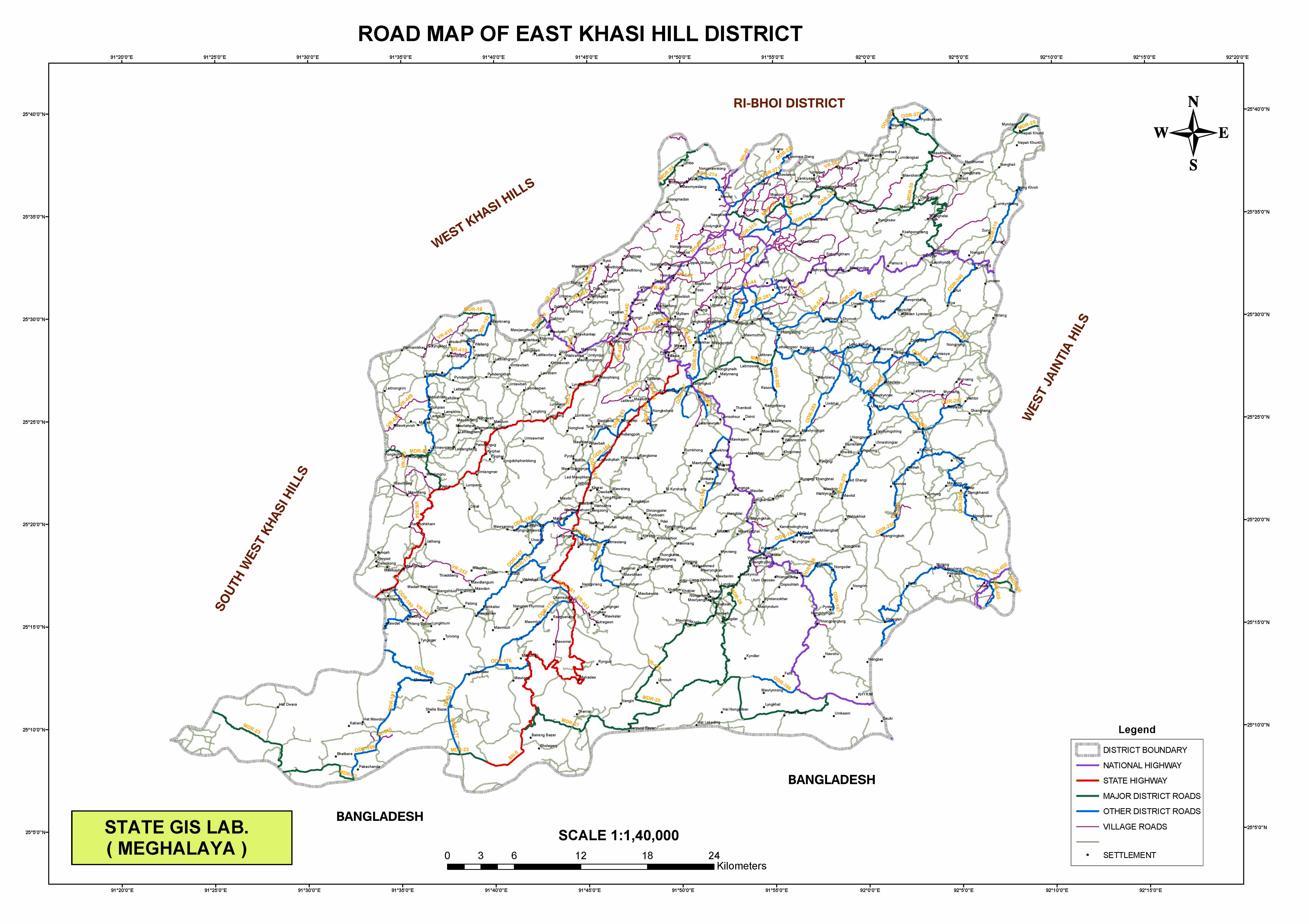 East Khasi Hills District, Map